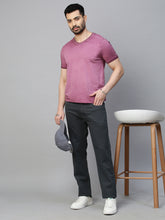 Genips Men's Dark Grey Cotton Stretch Rico Slim Fit Solid 5 Pocket Trouser